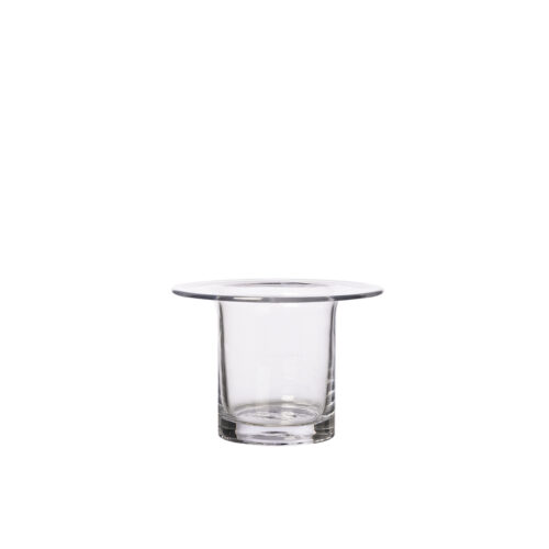 Cylinderformad glasvas på 13cm från ERNST med en bred kant vid öppningen.