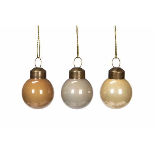 Tre stycken julkulor mini i en mix av beige färger från A lot decoration.