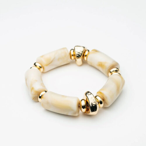 Armband Luna med pärlor i beige/guld från Bow19.
