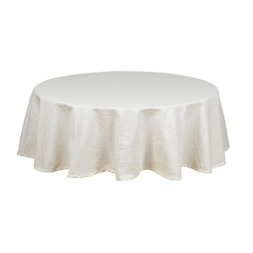 Rund duk kallas Vide i färgen offwhite på en diameter 160cm från Fondaco.