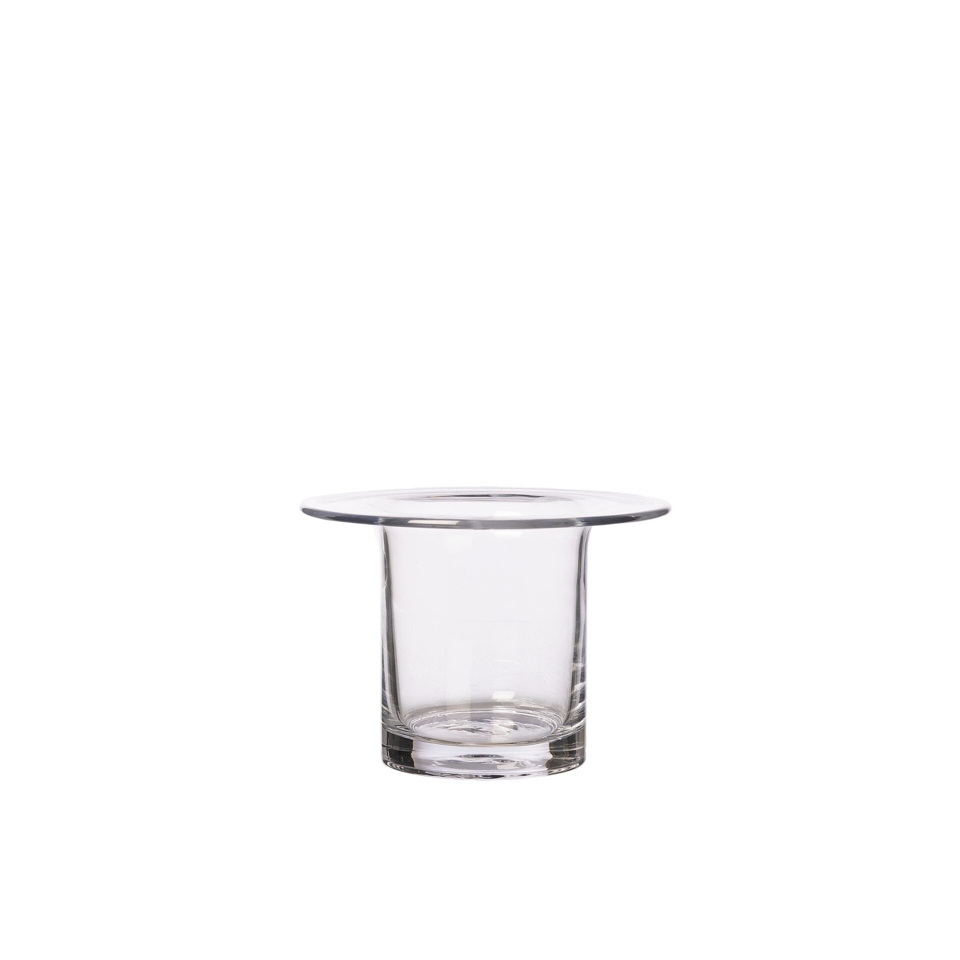 Cylinderformad glasvas på 13cm från ERNST med en bred kant vid öppningen.