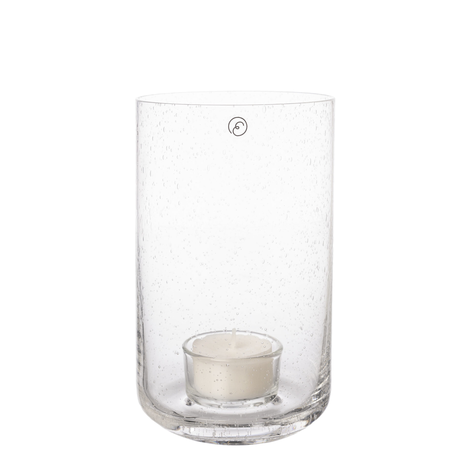 Ljuslykta i glas med små bubblor på 15cm från ERNST.