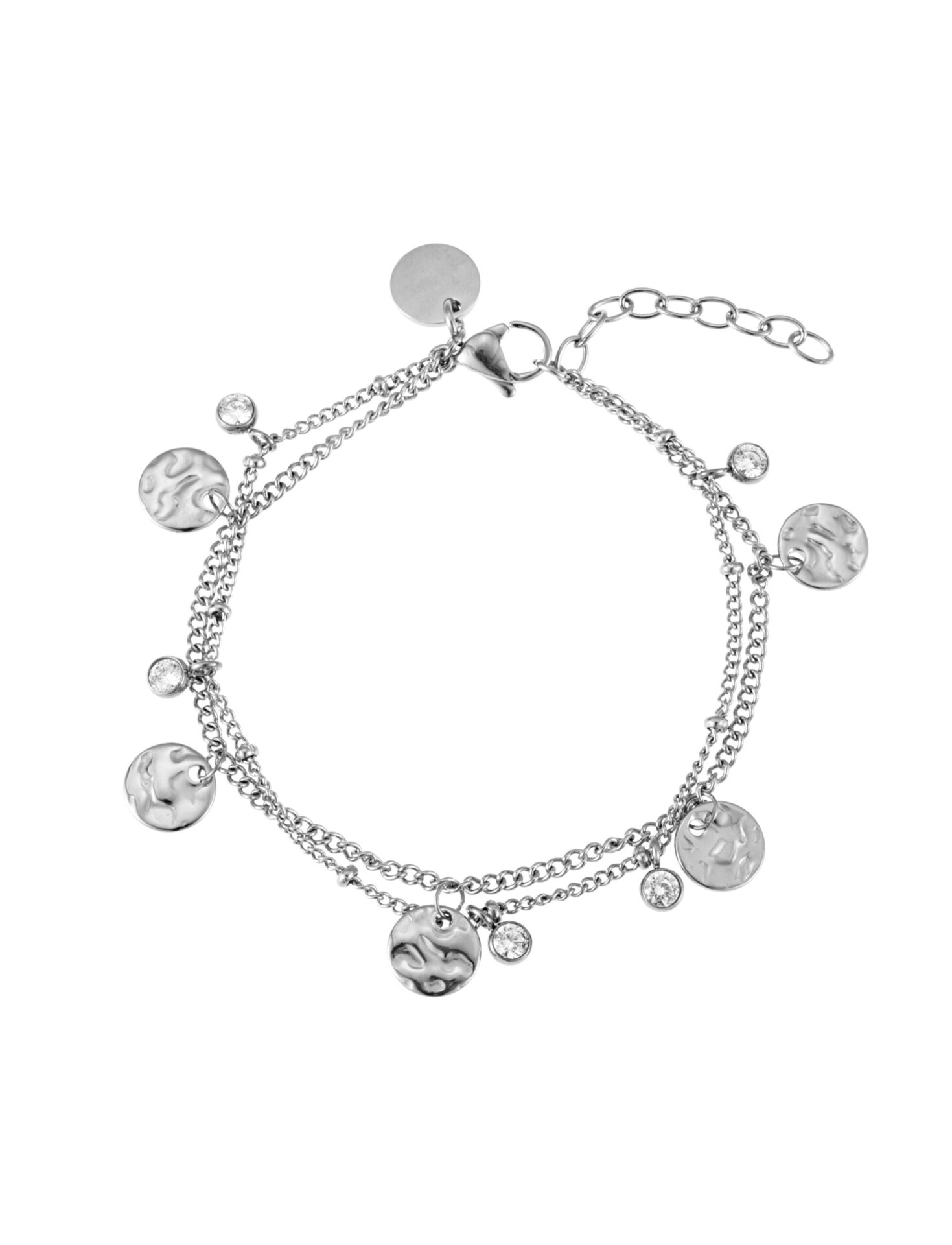 Dubbelarmband Amalfi i stål med pläterade berlocker från By Jolima.