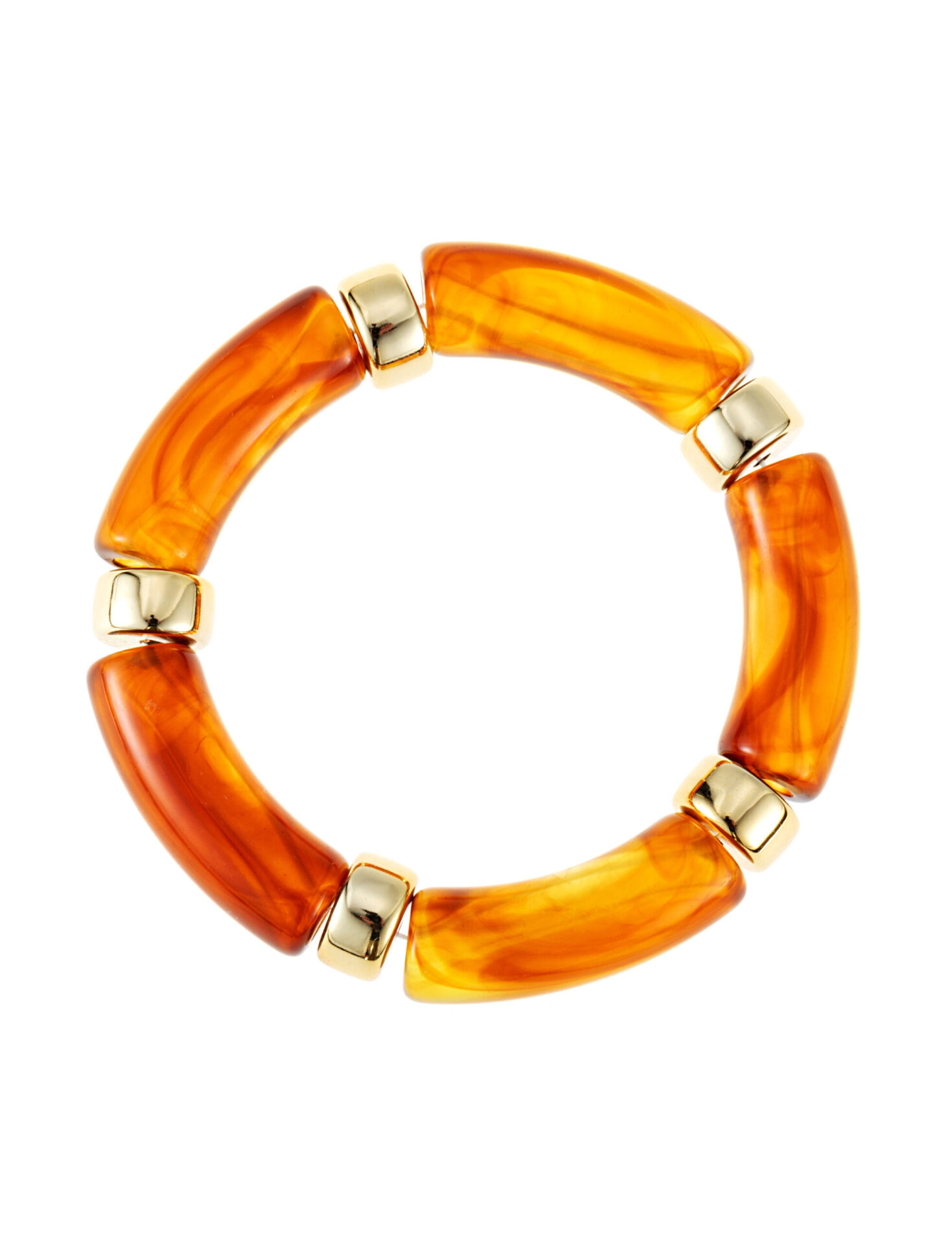 Armband Resin i en melerad brun färg med guldiga detaljer från By Jolima.