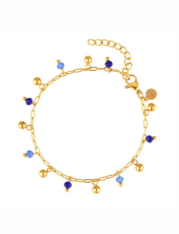 Charm bead bracelet blue mix