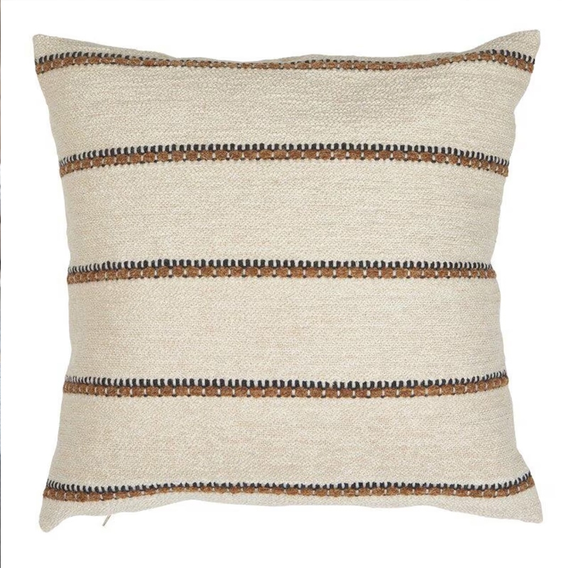 Randigt kuddfodral Paul i beige på 50x50cm.