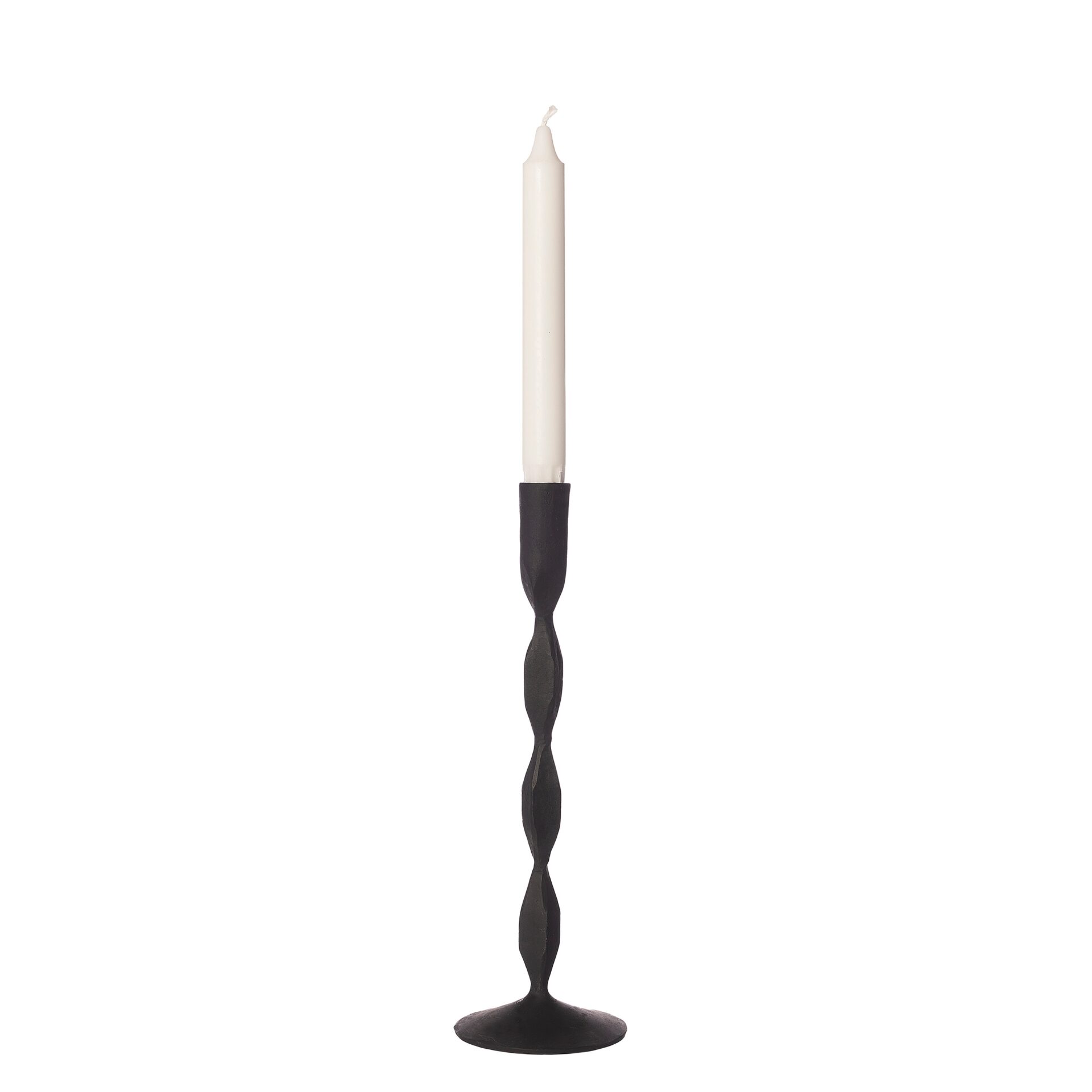 Tvinnad ljusstake i svart 20cm hög för kronljus från ERNST.