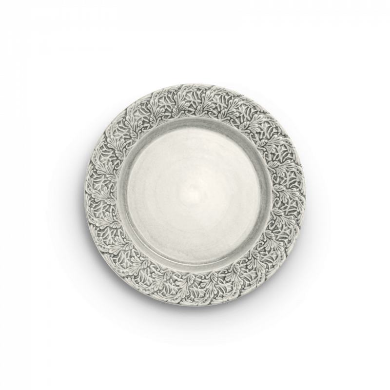 Mateus Tallrik Lace på 25cm i grå med spetsmönstrad kant.