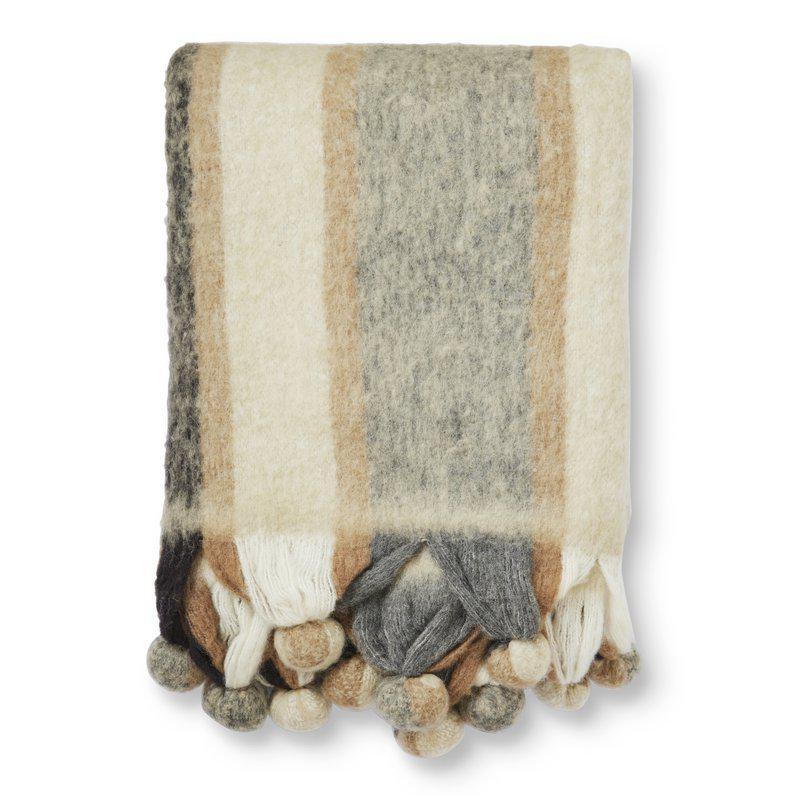 Randig pläd kallad brown Striped Mohair från Jakobsdals.