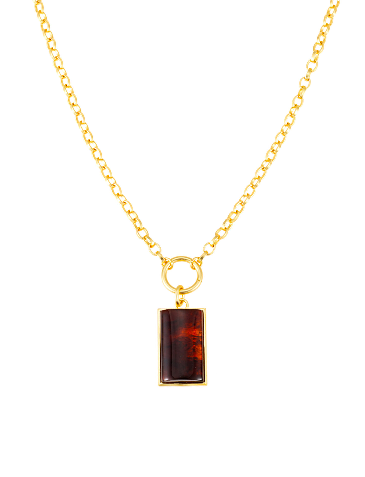 Halsband Como i brun/guld med berlock.