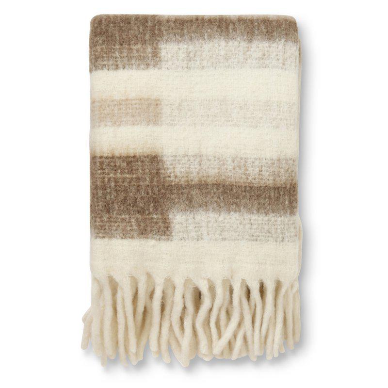 Pläd White striped Mohair med fransar från Jakobsdals