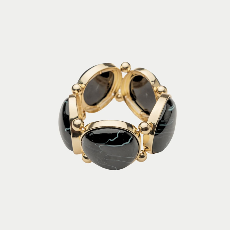 Armband Vala i guld/svart med ovala detaljer från Bow19.
