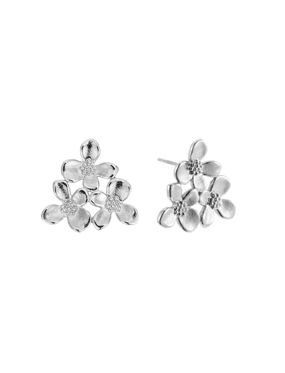 Produktbild på örhängen Rosie trio i stål med silverfinish från By Jolima.